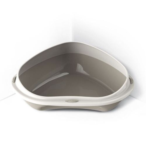 Georplast Shuttle Corner 58cm Cat Litter Tray - Grey (Pack Of 2)