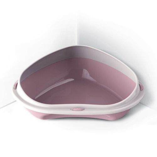 Georplast Shuttle Corner 58cm Cat Litter Tray - Pink (Pack Of 2)