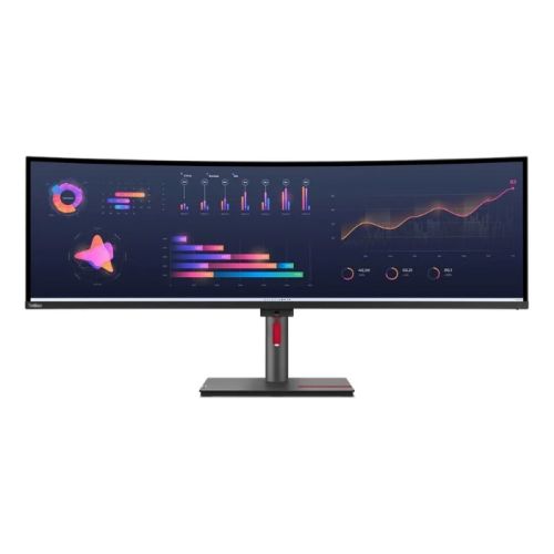 Lenovo Think Vision 49inch 5K 5120X1440 Curved Monitor, Anti-glare, USB-C, HDMI, DP, RJ45, Tilt Adjustable - 63DBRAT1UK