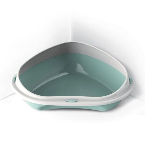 Georplast Shuttle Corner 49cm Cat Litter Tray - Green (Pack Of 2)