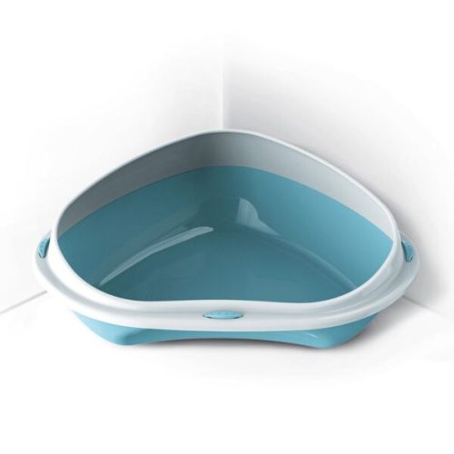 Georplast Shuttle Corner 58cm Cat Litter Tray  - Blue (Pack Of 2)