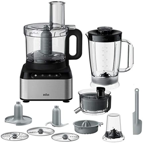 Braun FP3235 Si Pure Ease, 12 In 1 Food Processor, 800W, 2.1L Bowl, Metal Design, Black  - FP3235SI