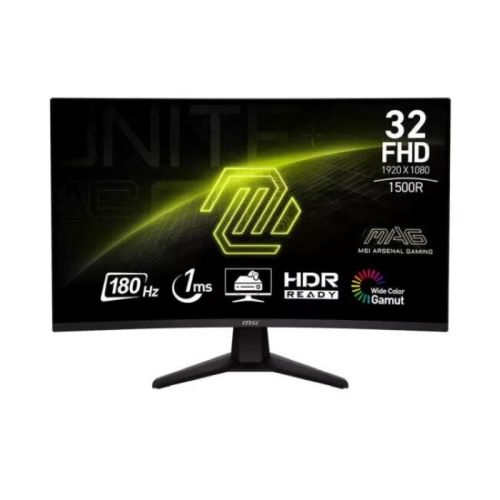 MSI Mag 32C6 32 Inch Full HD 1920 x 1080 Curved 180Hz 1ms, Anti-glare, HDMI, DP, Tilt, Adjustable, Gaming Monitor - Black - 9S6-3DD41M-009