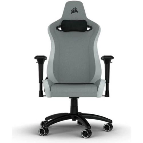 Corsair TC200 Fabric Gaming Chair, Soft Fabric Exterior, Comfortable And Durable, 4D Armrests, Steep Recline, 4 Gas Lift & Height Range Of 120mm, 75mm Dual-Wheel Casters, Grey & White - CF-9010048-WW