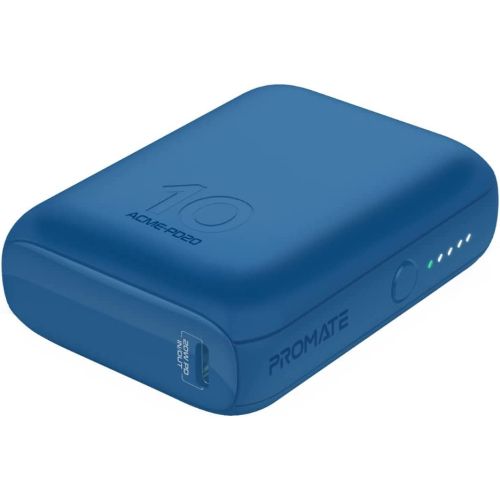 Promate USB-C Power Bank, World’s Smallest 10000mAh Portable Charger with 20W USB-C Power Delivery Input/Output Port - Acme-PD20.Blue (UAE Delivery Only)