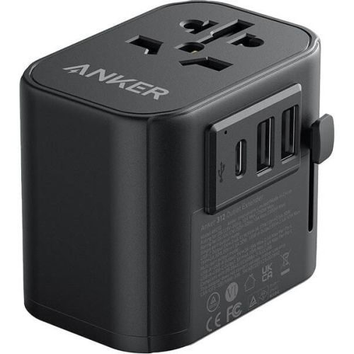 Anker PowerExtend 30W, Wall Charger with Travel Plug, 1-Ports USB-C, 2-Ports USB-A, Wall Plug- Black