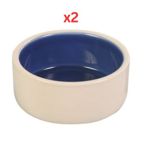 Trixie Ceramic Cream With Blue Bowl For Dogs Blue 1L (Pack of 2)