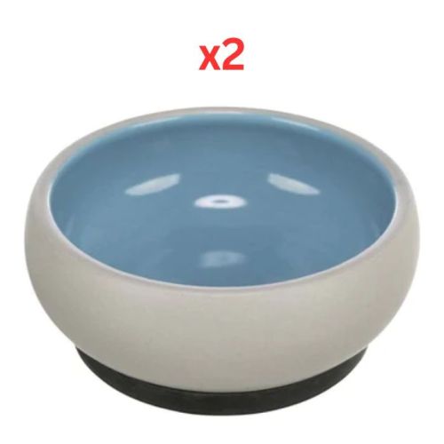 Trixie Ceramic Rubber Band Dog Bowl Blue 14cm (Pack of 2)
