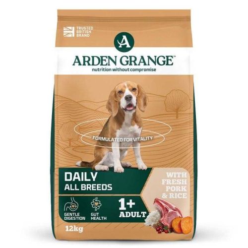 Arden Grange Daily All Breeds Adult with Fresh Pork & Rice Dry Dog Food 12Kg