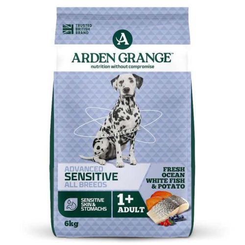 Arden Grange Advanced Sensitive All Breeds Adult Ocean White Fish & Potato Dry Dog Food 6Kg