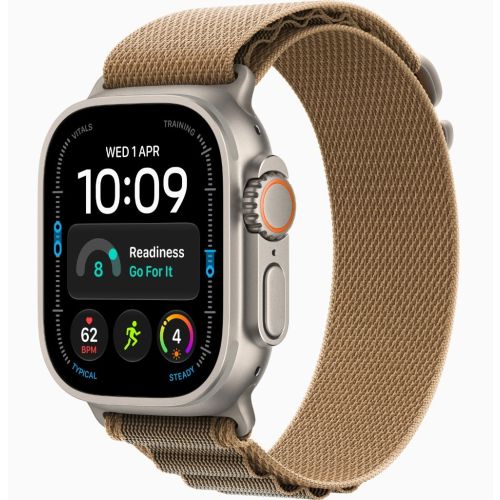Apple Watch Ultra 4, GPS + Cellular, Natural Titanium Case with Desert Alpine Loop - L