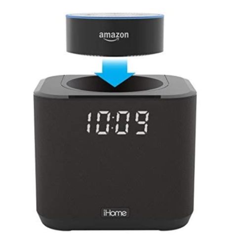 iHome Docking Bedside and Home Office Amazon Echo Dot Speaker System, Carbon Black