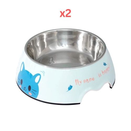 Cozy Paws Single Melamine Bowl Green Kitty - 14X17.5X6Cm (Pack of 2)