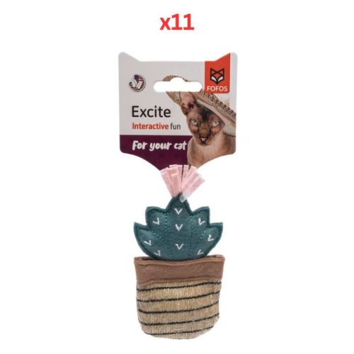 FOFOS Dark Green Cactus Cat Toy (Pack Of 11)