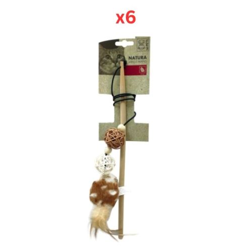 M-Pets Natura 3-Balls Cat Wand (Pack Of 6)