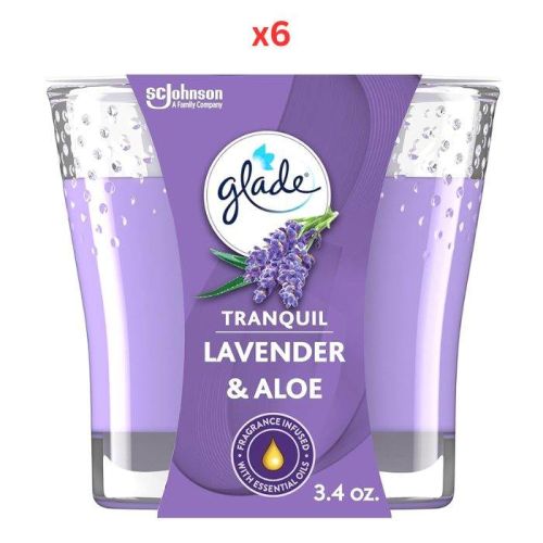 Glade Candle Tranquil Lavender And Aloe 3.4Oz Pack Of 6