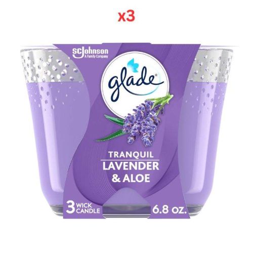 Glade Tranquil Lavender & Aloe Candle 193G Pack Of 3