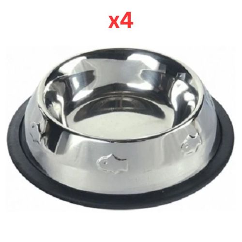 Trixie Fish Print Embossed Stainless Steel Bowl For Cats 200ml (Pack of 4)