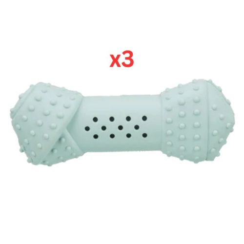 Trixie Junior Cooling Bone Natural Rubber Toy For Dogs - Green 10Cm (Pack of 3)