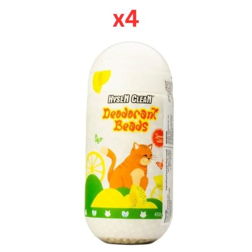 Hysen Pet Clean Cat Litter Deodorant Beads Lemon 450G (Pack of 4)