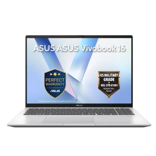 Asus Vivobook 16 Laptop, 16inch WUXGA Display, Intel Core Ultra 5 225H Processor, 16GB RAM, 512GB SSD, Windows 11 Home, Cool Silver, Backlit English & Arabic Keyboard, 1 Year Warranty