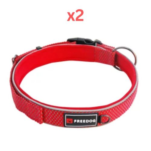Freedog Extreme Nylon Collar for Dogs - Red Small (Pack of 2)