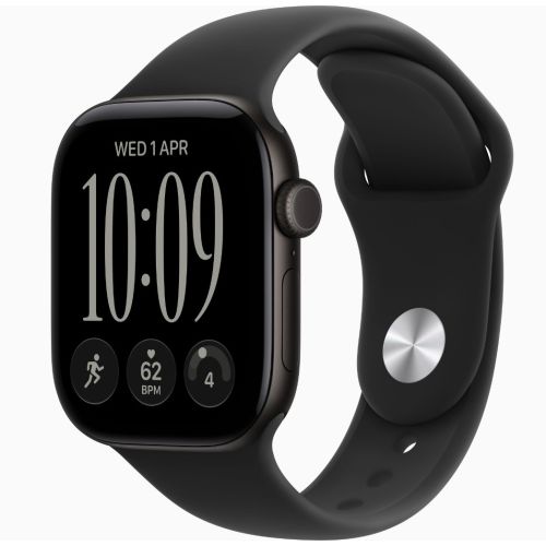 Apple Watch Series 12, GPS + Cellular, 42mm, Black Aluminum Case with Black Sport Band