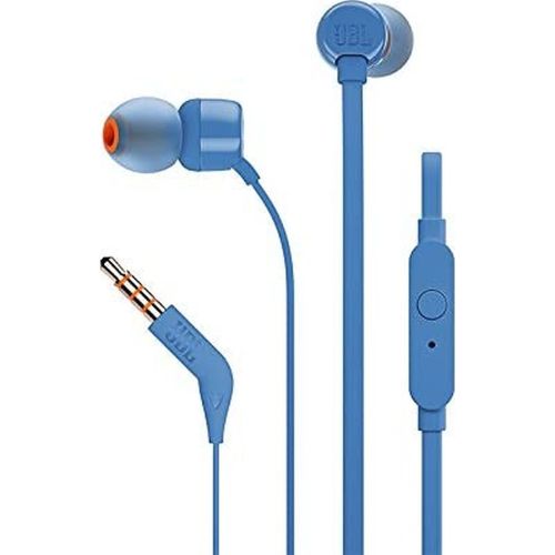 JBL Tune 110, Wired In-Ear Headphones, With JBL Pure Bass Sound,  Built-in Microphone- Blue