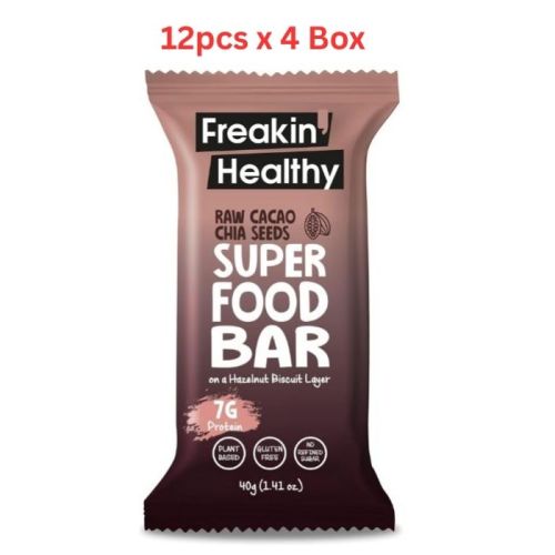 Freakin Healthy Raw Cacao Chia Seeds Super Food Bar 4X12X40G