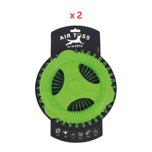 M-Pets Air Toss Wheel Green Dog Toy Pack Of 2