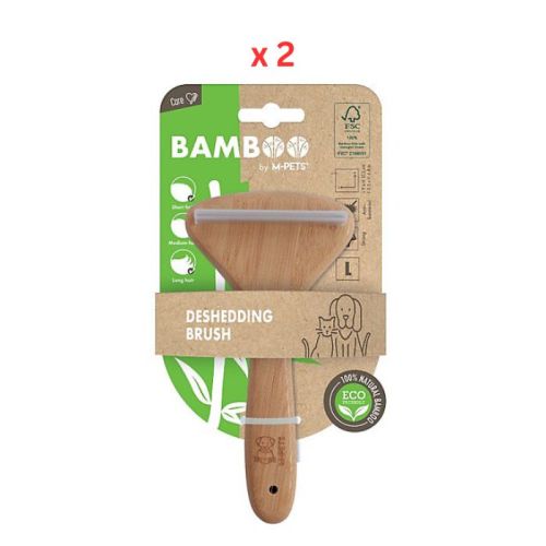 M-Pets Bamboo De-shedding Brush Large Pack Of 2
