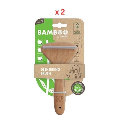 M-Pets Bamboo De-shedding Brush Small Pack Of 2