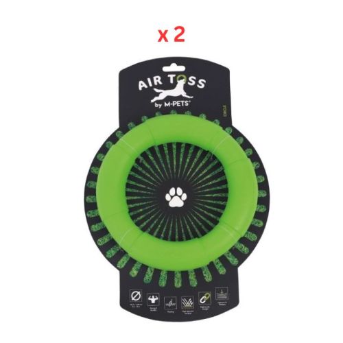 M-Pets Air Toss Circle Green Dog Toy Pack Of 2