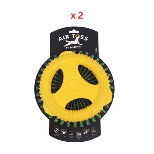 M-Pets Air Toss Circle Yellow Dog Toy Pack Of 2