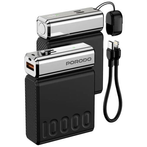 Porodo Chrome Volt, 10000mAh Power Bank- Black