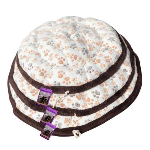 Coco Kindi Paw Printed Cream Color Washable Pumpkin Fur Bed With Heart Shape Toy Size 1