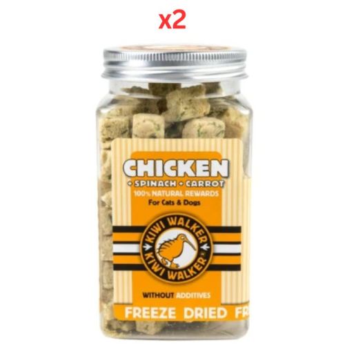 Kiwi Walker Freeze Dried Chicken Spinach Carrot Dog & Cat Treats 65G (Pack of 2)