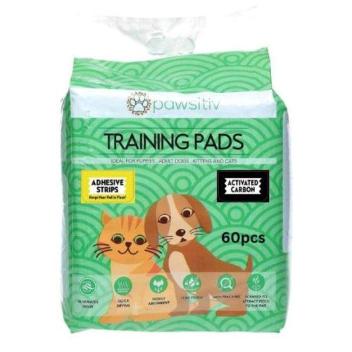 Pawsitiv Charcoal Training & Pee Pads For Dog & Cat With Adhesive Strips - 60Pcs Unscented 