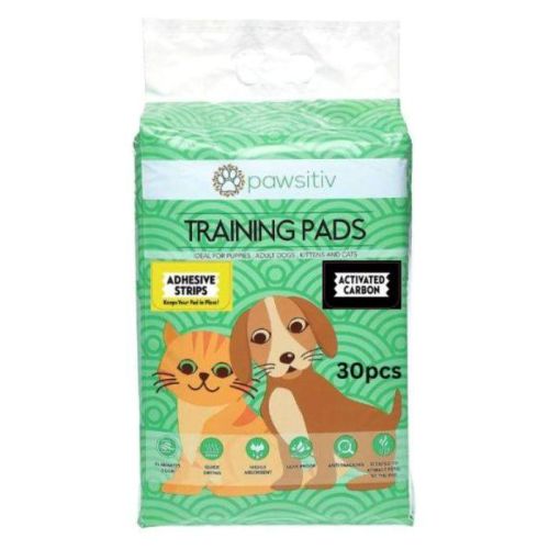 Pawsitiv Charcoal Training and Pee Pads For Dog And Cat With Adhesive Strips- 30Pcs Unscented 