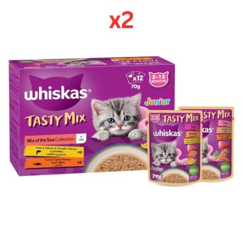 Whiskas Kitten Mix of the Sea Collection in Jelly Wet Cat Food 12X70G (Pack of 2)