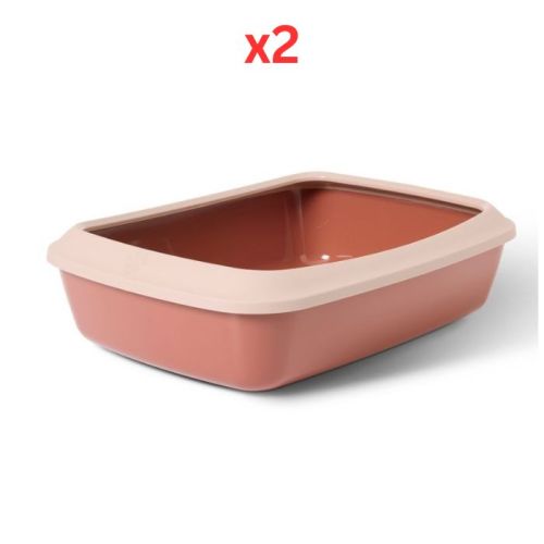 Savic Iriz Cat Litter Tray With Rim Pink-Red (Pack of 2)