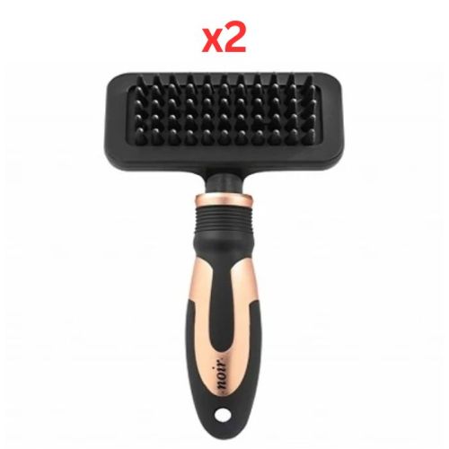 Ebi Noir Massage Brush With Rubber Pins For Pets - 19.5X10X3cm (Pack of 2)