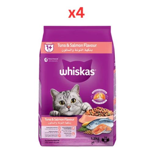 Whiskas Adult Tuna & Salmon Dry Cat Food 1.2Kg (Pack of 4)