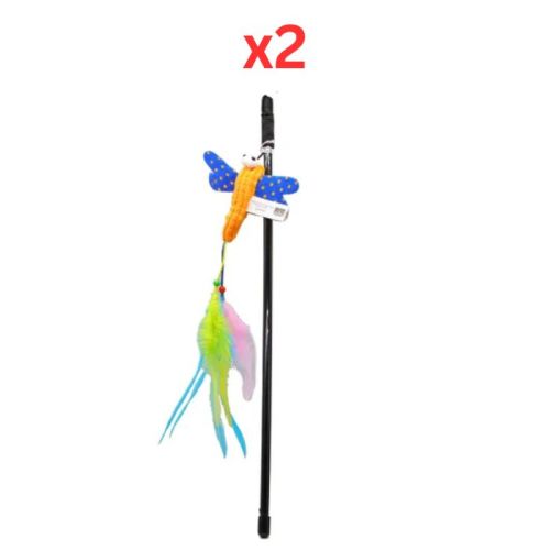Ebi Cat Fishing Rod Happy Life Toy for Cats - Orange 40cm (Pack of 2)