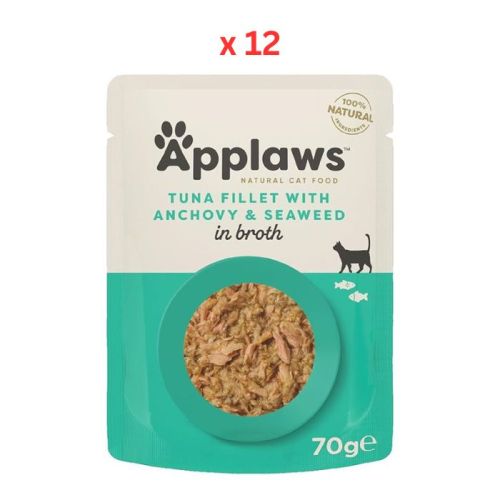 Applaws Tuna With Anchovy & Seaweed In Broth Wet Cat Food (70g X 12)