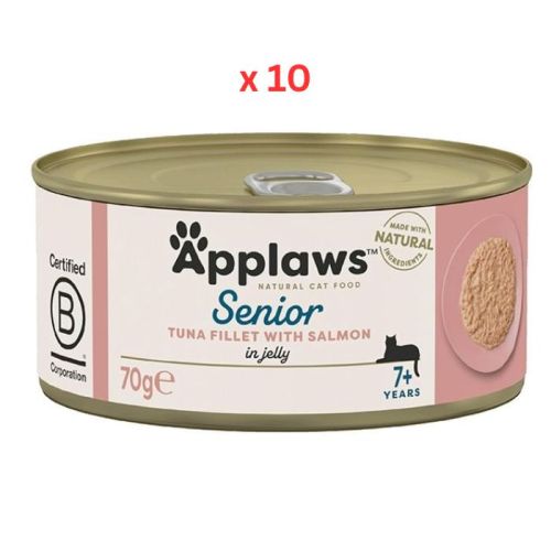 Applaws Tuna With Salmon In Jelly Senior Wet Cat Food 70gG Tin (Pack Of 10) 
