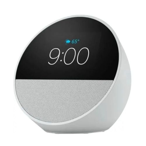 Amazon Echo Spot Smart Alarm Clock with Vibrant Sound + Alexa - Glacier White