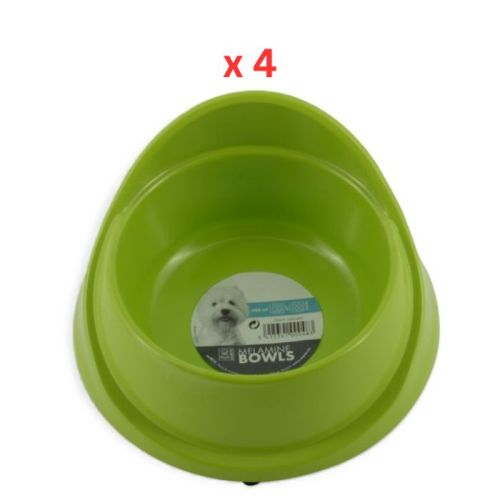 M-Pets Melamine Single Fashion Bowl Green 450ml (Pack of 4)