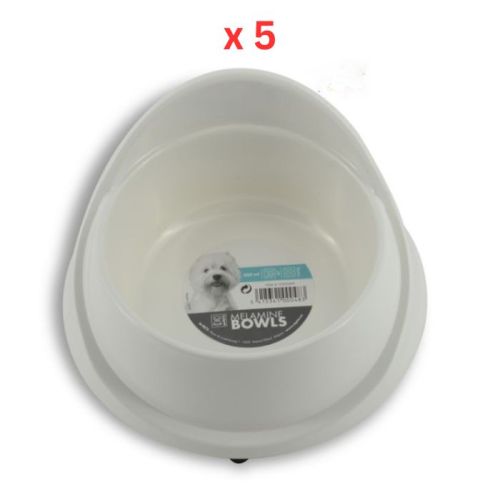 M-Pets Melamine Single Fashion Bowl White 450ml (Pack of 5)