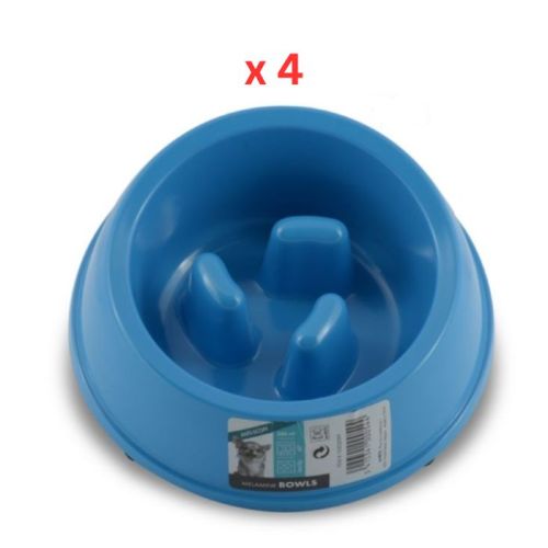M-Pets Melamine High Back Slow Down Bowl Blue 250ml (Pack of 4)